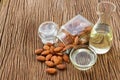 Almond oil and almonds seed for beauty spa Royalty Free Stock Photo