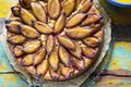 Almond orange cake with plums Royalty Free Stock Photo