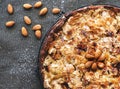 Almond pie food recipe concept