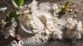 Organic Body Powders With Flowers And Wood Branches