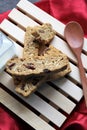 Almond and Raisins Biscotti and Soymilk an a glass