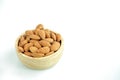 Almond seeds Legumes that are beneficial to the body on a white background