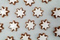 Almond stars with icing biscuits pattern.