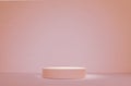 Almond stone pink circle single podium mockup in soft light for cosmetic product or goods copy space template design