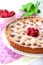 Almond tart with raspberries Royalty Free Stock Photo