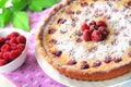 Almond tart with raspberries Royalty Free Stock Photo