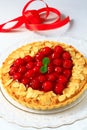 Almond tart with raspberyy Royalty Free Stock Photo