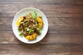 Almond Wheatberry Salad with Arugula with Grilled Peaches