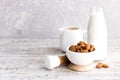 Almonds and almond milk Royalty Free Stock Photo