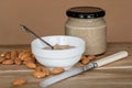 Almonds and Almond Nut Butter Royalty Free Stock Photo