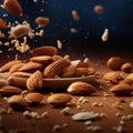 Almonds.Almond snack fruit .Background