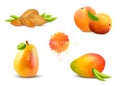 Almonds, apricot, pear, mango, peach