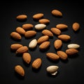 Between the almonds and the background highlights their distinct Royalty Free Stock Photo