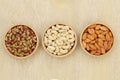 Almonds,cashew nuts, pistachio Royalty Free Stock Photo