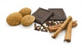 Almonds, chocolate and cinnamon Royalty Free Stock Photo