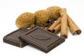 Almonds, chocolate and cinnamon Royalty Free Stock Photo
