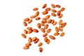 The almonds are food a snack. nuts closeup top view isolated on white background and clipping path