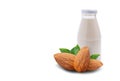 Almonds with green leaves Royalty Free Stock Photo