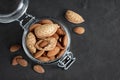 Almonds and hazelnuts in a glass jar