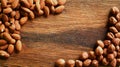Almonds and hazelnuts on thekitchen cutting board