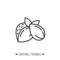 Almonds line icon. Superfood illustration