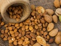 Almonds in a mortar Royalty Free Stock Photo