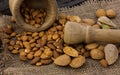 almonds in a mortar Royalty Free Stock Photo