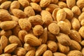 Almonds nuts. A close-up photograph. Unrefined whole kernel