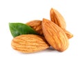 Almonds nuts isolated on white Royalty Free Stock Photo