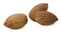 Almonds opposite nuts groups on white background