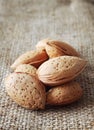 Almonds over rustic background