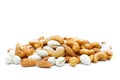 Almonds Pistachio and Cashews in sack on a white background