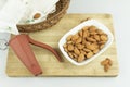 Almonds in plate Royalty Free Stock Photo