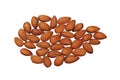 Almonds in the shape of a nut, isolated on a white background. Nuts almond close-up Royalty Free Stock Photo