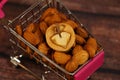 Almonds with walnut in shopping cart.