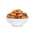 Almonds in a white cup isolated on white background Royalty Free Stock Photo