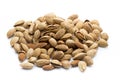 Almonds on the white isolatd background Royalty Free Stock Photo