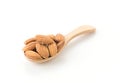Almonds with wood spoon Royalty Free Stock Photo
