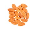 Almons nuts on white background