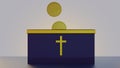 Alms or tithe box and gold coins 3d rendering