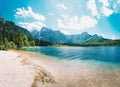 Almsee in the Almtal. Scenic lake in the Salzkammergut region in Austria