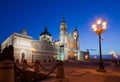 Almudena cathedral at Madrid in night. Spain Royalty Free Stock Photo