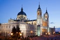 Almudena cathedral at Madrid in night Royalty Free Stock Photo