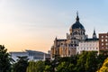 Almudena Cathedral of Madrid. Skyline at sunset Royalty Free Stock Photo