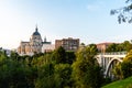 Almudena Cathedral of Madrid. Skyline at sunset Royalty Free Stock Photo