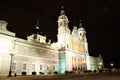 Almudena Cathedral in Madrid, Spain at night Royalty Free Stock Photo