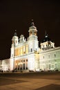 Almudena Cathedral in Madrid, Spain at night Royalty Free Stock Photo