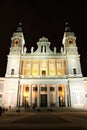 Almudena Cathedral in Madrid, Spain at night Royalty Free Stock Photo