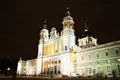 Almudena Cathedral in Madrid, Spain at night Royalty Free Stock Photo
