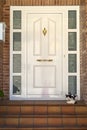 Almudevar (Aragon, Spain): door and cat Royalty Free Stock Photo
